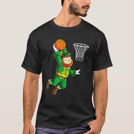 Leprechaun Basketball Dunk St Patricks Day Boys Me T-shirt (Voorkant)