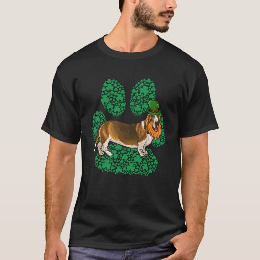 Leprechaun Basset Hound St Patricks Day Shamrock P T-shirt (Voorkant)