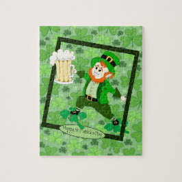 Leprechaun + Beer "Happy St. Patrick's Day" Legpuzzel