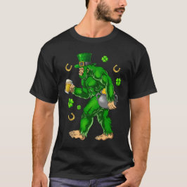 Leprechaun Bigfoot Beer Shamrocks St Patrick's Day T-shirt