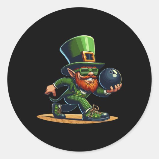 Leprechaun Bowling Bowler T-shirt St. Patricks Day Ronde Sticker (Voorkant)