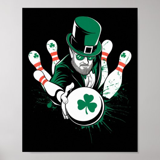 Leprechaun Bowling St. Patrick's Day Lucky Mannen Poster (Voorkant)
