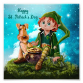 Leprechaun boy, Irish Terrier en pot of gold Foto Afdruk (Voorkant)