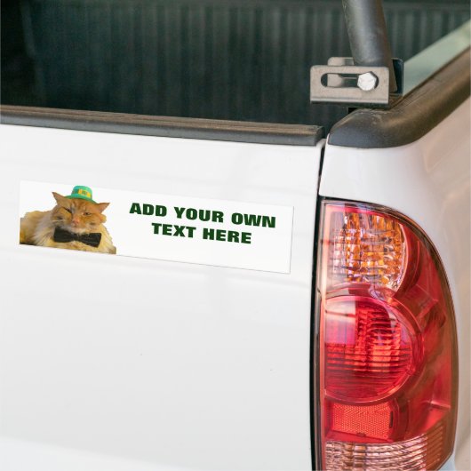 Leprechaun Cat met jouw tekst Bumpersticker (Op Truck)