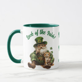 Leprechaun Cat met Shamrock | Geluk van de Ieren Mok