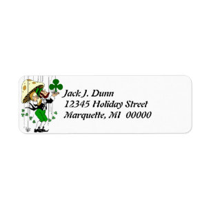 Leprechaun Catching Shamrocks Return address Label