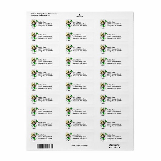 Leprechaun Catching Shamrocks Return address Label (Full Sheet)