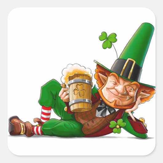 Leprechaun Cheer Vierkante Sticker (Voorkant)