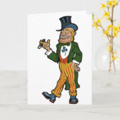 Leprechaun, Cigar, Top Hat  St. Patrick's Kaart (Gele Bloem)