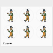 Leprechaun, Cigar, Top Hat  St. Patrick's Ronde Sticker (Vel)