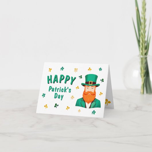 Leprechaun Clover Shamrock Patrick's Day Feestdagen Kaart (Voorkant)