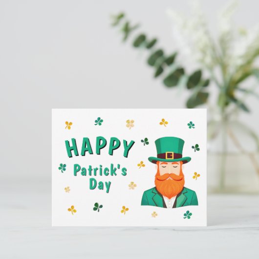 Leprechaun Clover Shamrock Patrick's Day Feestdagenkaart (Staand voorkant)