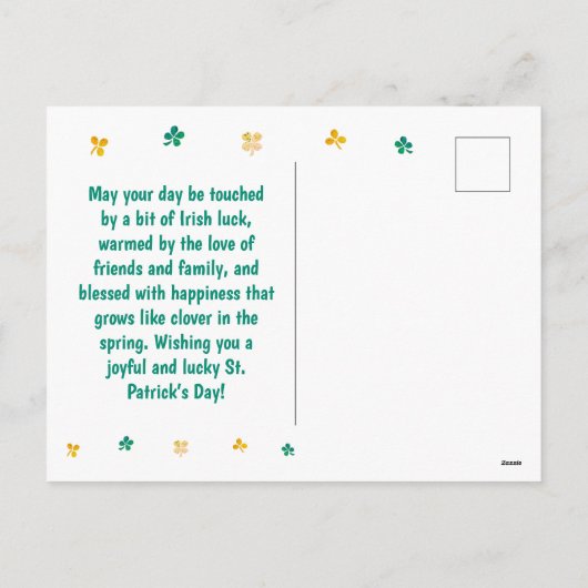 Leprechaun Clover Shamrock Patrick's Day Feestdagenkaart (Achterkant)