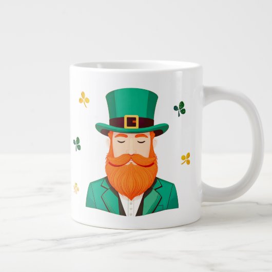 Leprechaun Clover Shamrock Patrick's Day Grote Koffiekop (Rechts)