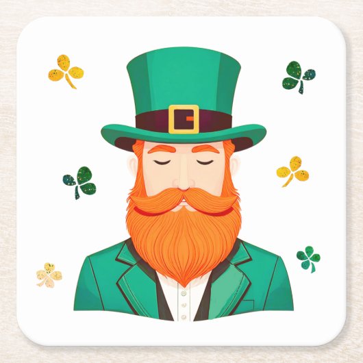 Leprechaun Clover Shamrock Patrick's Day Kartonnen Onderzetters (Voorkant)