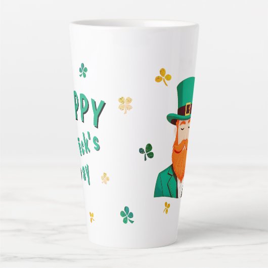 Leprechaun Clover Shamrock Patrick's Day Latte Mok (Voorkant)