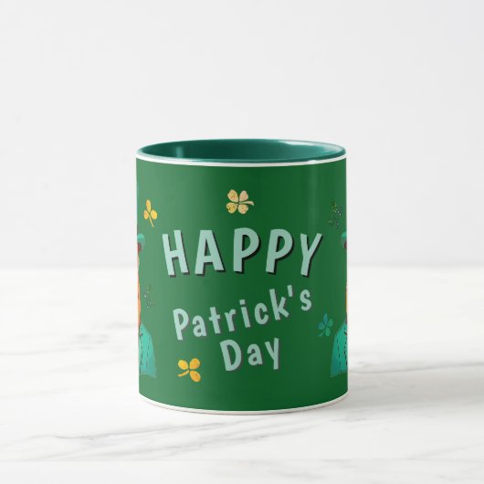 Leprechaun Clover Shamrock Patrick's Day Mok (Midden)