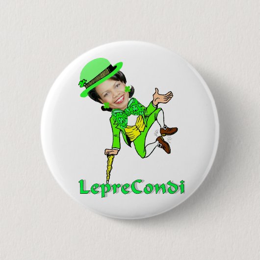 Leprechaun Condoleezza St. Patrick's Day Ronde Button 5,7 Cm (Voorkant)