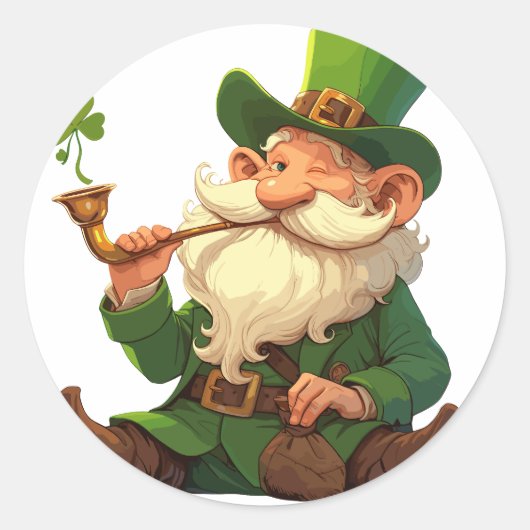 Leprechaun Creëer Klaver Magic Ronde Sticker (Voorkant)