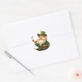 Leprechaun Creëer Klaver Magic Ronde Sticker (Envelop)