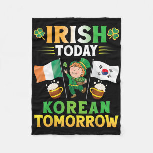 Leprechaun Dancing Flags Beer Iers Vandaag Koreaan Fleece Deken