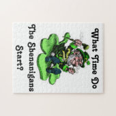 Leprechaun die op een shamrock zit legpuzzel (Horizontaal)