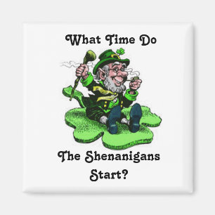 Leprechaun die op een shamrock zit magneet