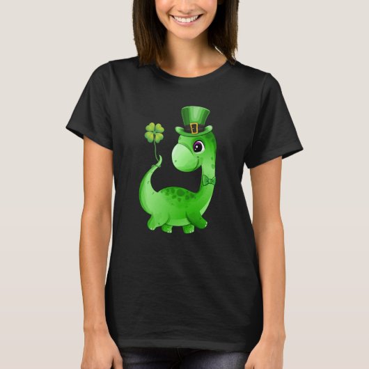 Leprechaun Dinosaur Shamrock C Saint Patricks Day T-shirt (Voorkant)