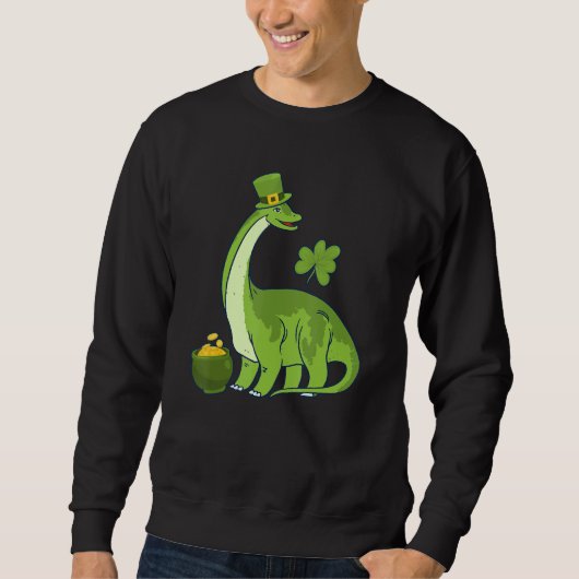 Leprechaun Dinosaur Shamrock St Patricks Day Anima Trui (Voorkant)