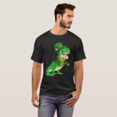 Leprechaun Dinosaur Tuxedo en Shamrock for St Pat T-shirt (Voorkant volledig)