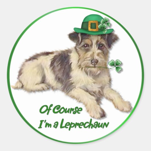 Leprechaun Dog Ronde Sticker (Voorkant)