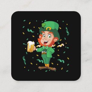 Leprechaun Drink Beer St. Patrick's Day Vierkante Visitekaartje