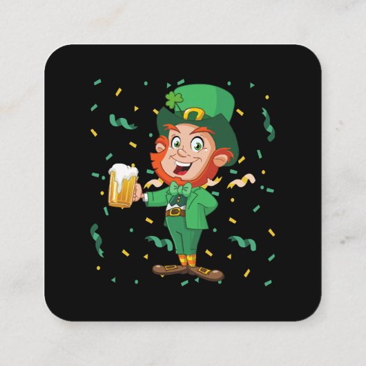 Leprechaun Drink Beer St. Patrick's Day Vierkante Visitekaartje (Achterkant)