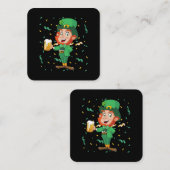 Leprechaun Drink Beer St. Patrick's Day Vierkante Visitekaartje (Voorkant / Achterkant)