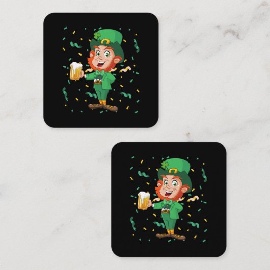 Leprechaun Drink Beer St. Patrick's Day Vierkante Visitekaartje (Voorkant / Achterkant)