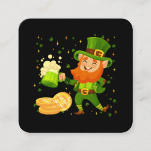 Leprechaun Drink Beer St. Patrick's Day Vierkante Visitekaartje