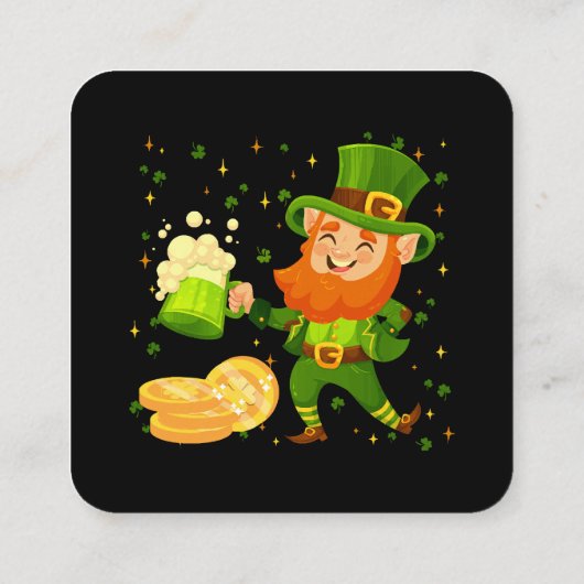 Leprechaun Drink Beer St. Patrick's Day Vierkante Visitekaartje (Achterkant)