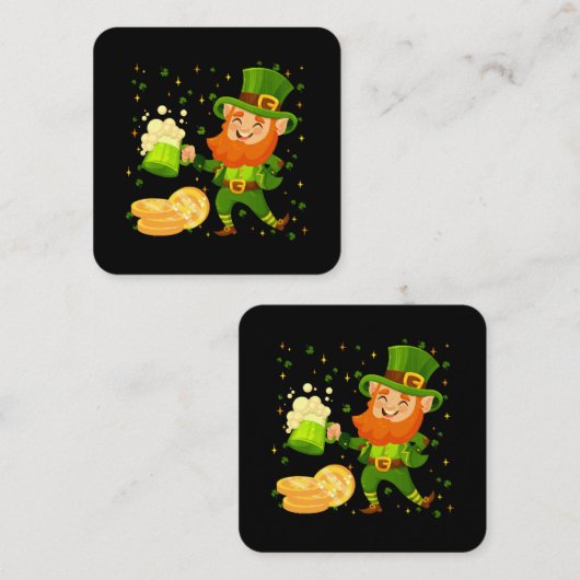 Leprechaun Drink Beer St. Patrick's Day Vierkante Visitekaartje (Voorkant / Achterkant)