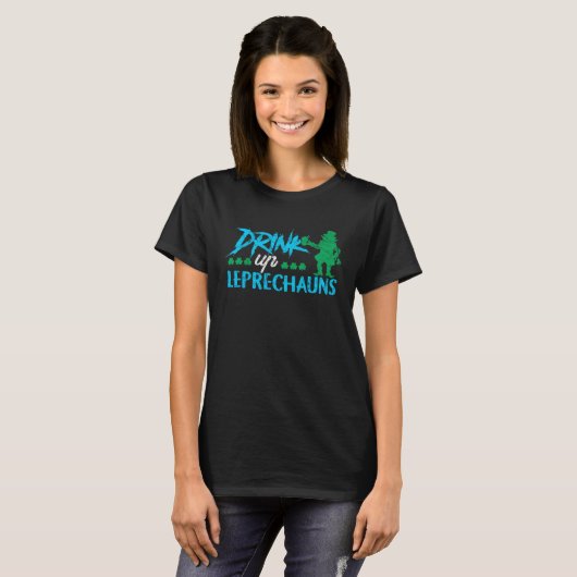 Leprechaun Drinking Irish St Patricks Day  Drinkin T-shirt (Voorkant volledig)