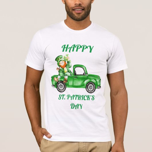 Leprechaun Driving Truck St. Patrick's Day T-shirt (Voorkant)