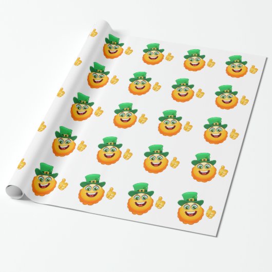leprechaun emoji cadeaupapier (Uitgerold)