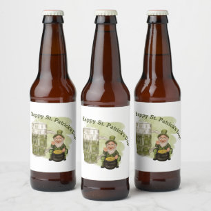 Leprechaun en Green Beer St. Patrick's Day Bier Etiket