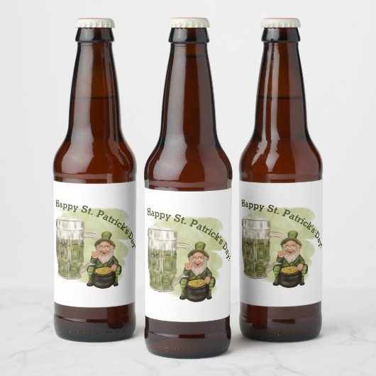 Leprechaun en Green Beer St. Patrick's Day Bier Etiket (Flessen)