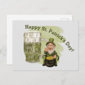 Leprechaun en Green Beer St. Patrick's Day Briefkaart (Voorkant / Achterkant)