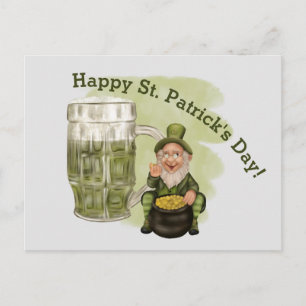 Leprechaun en Green Beer St. Patrick's Day Briefkaart
