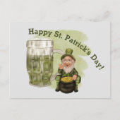 Leprechaun en Green Beer St. Patrick's Day Briefkaart (Voorkant)