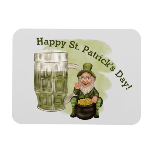 Leprechaun en Green Beer St. Patrick's Day Magneet (Horizontaal)