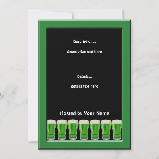 Leprechaun en Green Beer St. Patrick's Day Party Kaart (Achterkant)