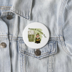 Leprechaun en Green Beer St. Patrick's Day Ronde Button 7,6 Cm