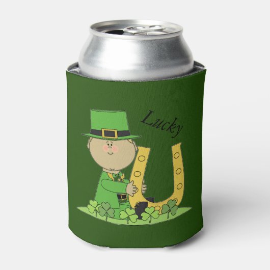 Leprechaun en Hoefijzer Blikjeskoeler (Blikje Voorkant)